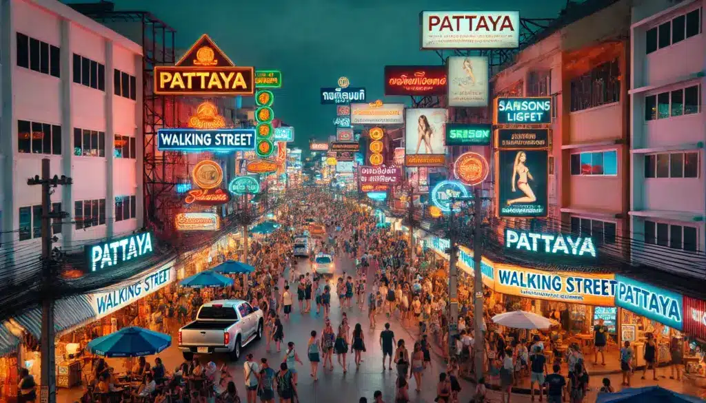 Walking Street w Pattaya nocą